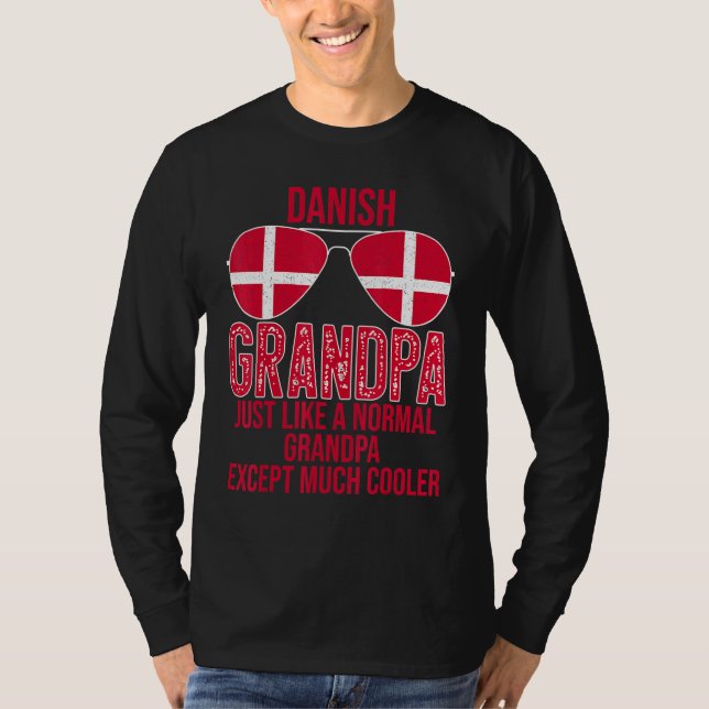 T-shirt Hommes Danois Grand-père Danemark Drapeau Lunettes (Devant)