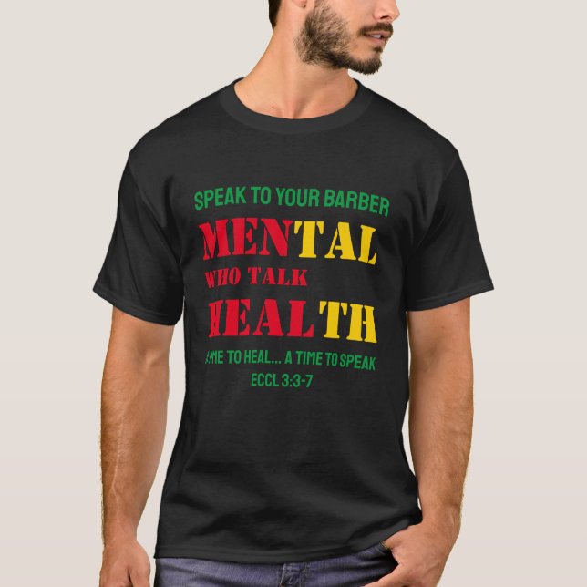 T-shirt HOMMES DE Santé Mentale QUI PARLENT HEAL Barber (Devant)