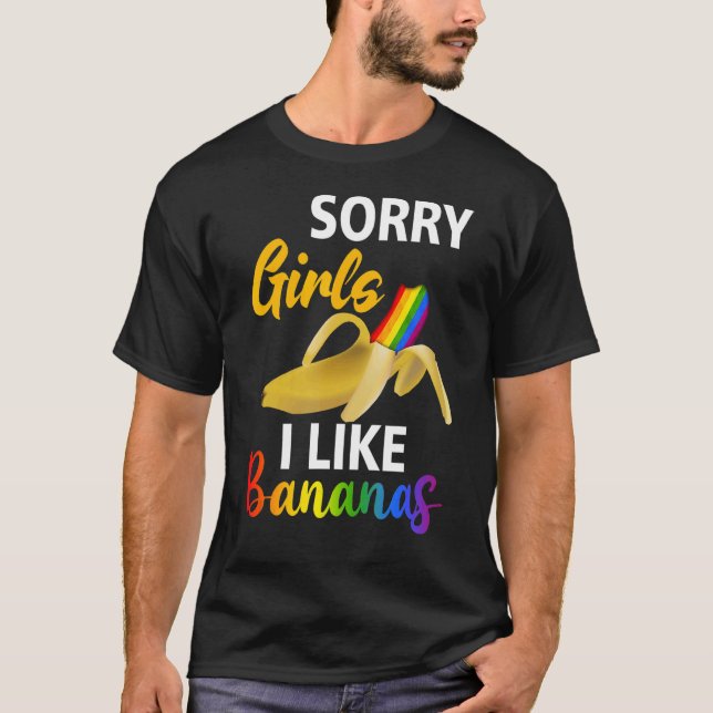 T-shirt Hommes Désolé Fille J'aime Rainbow Bananas LGBT Ga (Devant)