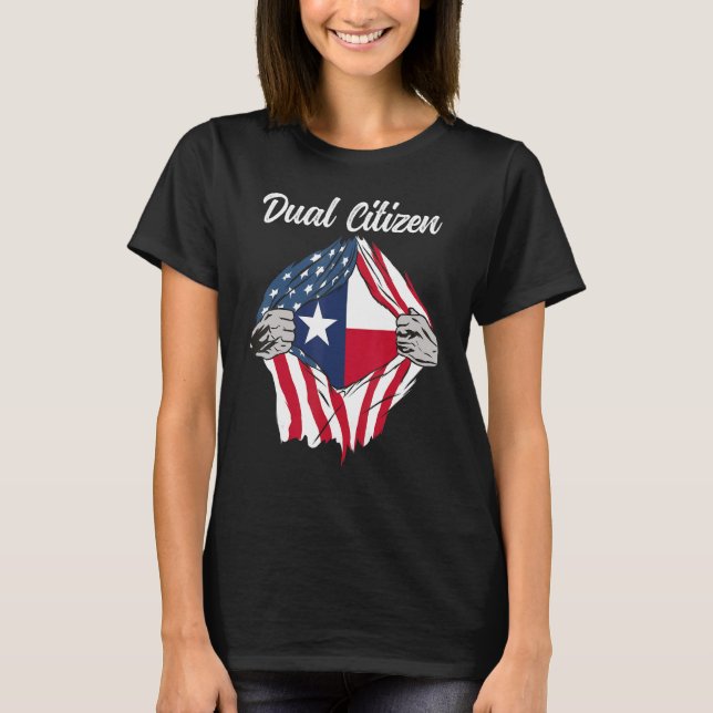 T-shirt Hommes Double Citoyen Texas State And America Flag (Devant)