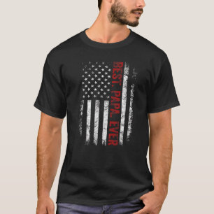 T-shirt Hommes Drapeau Américain Grand-père Best Papa Ever