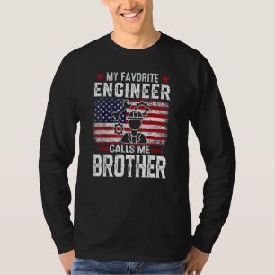 T-shirt Hommes Drapeau Américain Mon Ingénieur Préféré M'A