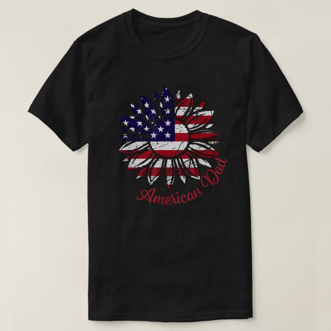 T-shirt Hommes Drapeau américain Tournesol USA 4 juillet H (Design devant)