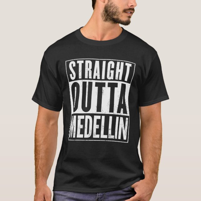 T-shirt Hommes droit devant Medellin drôle (Devant)
