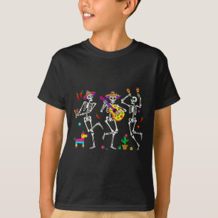 T-shirt Hommes Drôle Skeleton Danser Guitare Pinata Cinco 