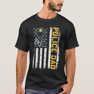 T-shirt Hommes en détresse Police Drapeau Américain Papa P
