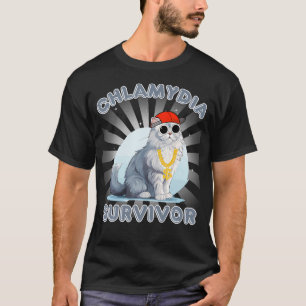 T-shirt Hommes Et Femmes Humour Chat Mème Chlamydia Surviv