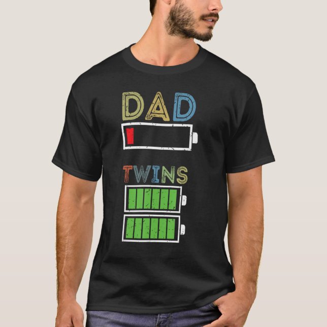 T-shirt Hommes Fatigué Papa Faible batterie Twins Plein Ch (Devant)