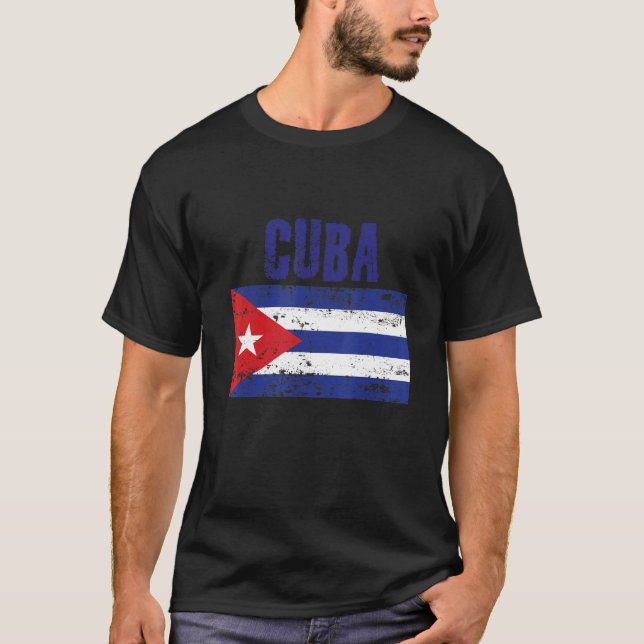 T-shirt Hommes Femmes Cuba Fierté nationale Distress Drape (Devant)