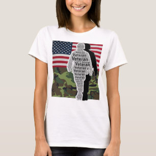 T-shirt Hommes Femmes Drapeau US Camouflage Armée Vétérina