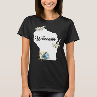 T-shirt Hommes Femmes Enfants Wisconsin Accueil Carte de l
