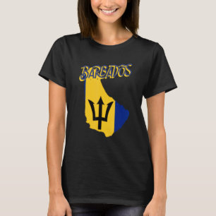 T-shirt Hommes Femmes Fiers Drapeau Barbade Carte Barbade 