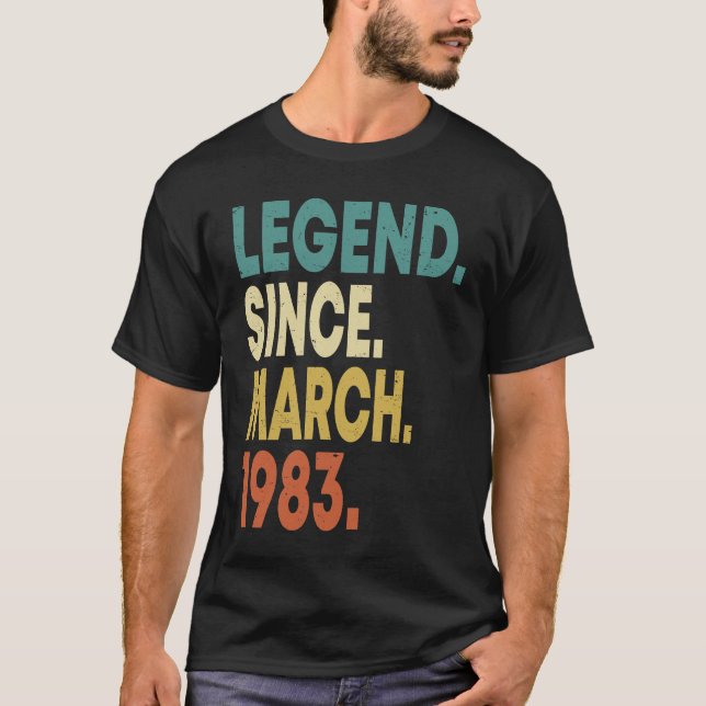 T-shirt Hommes Femmes Légende 40 Ans Depuis Mars 1983 40a (Devant)