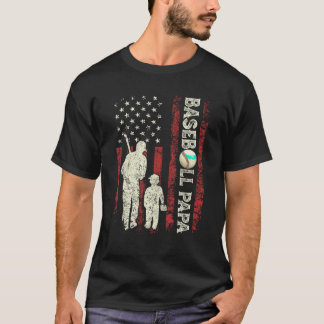 T-shirt Hommes Fête du Père Baseball Papa USA Drapeau Drap