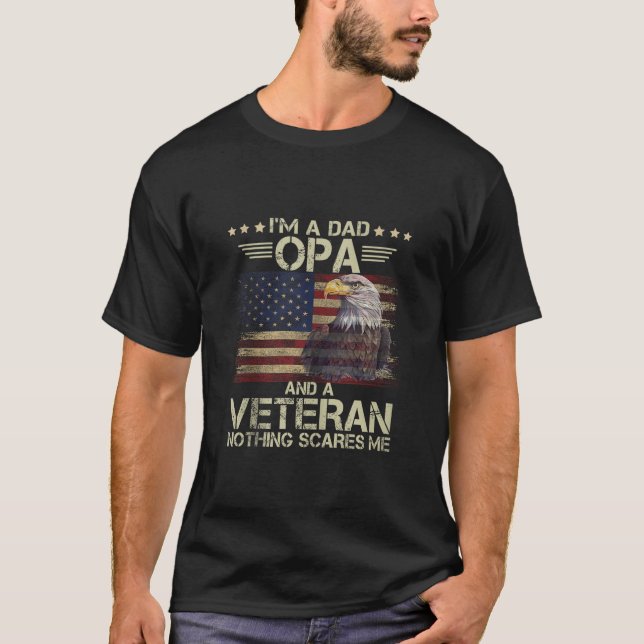 T-shirt Hommes Fier Aigle I m Papa OPA Vétéran Drapeau amé (Devant)
