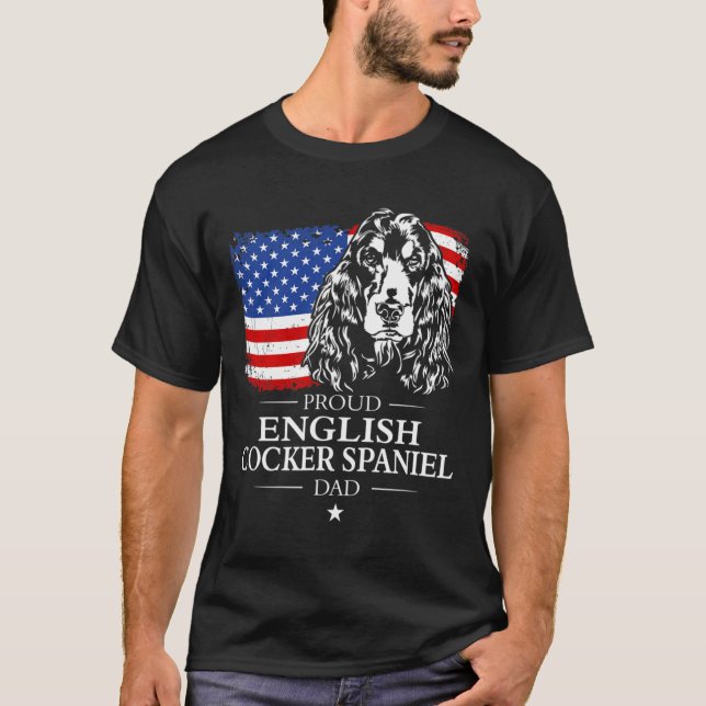 T-shirt Hommes Fier Anglais Cocker Espagnol Papa Américain (Devant)