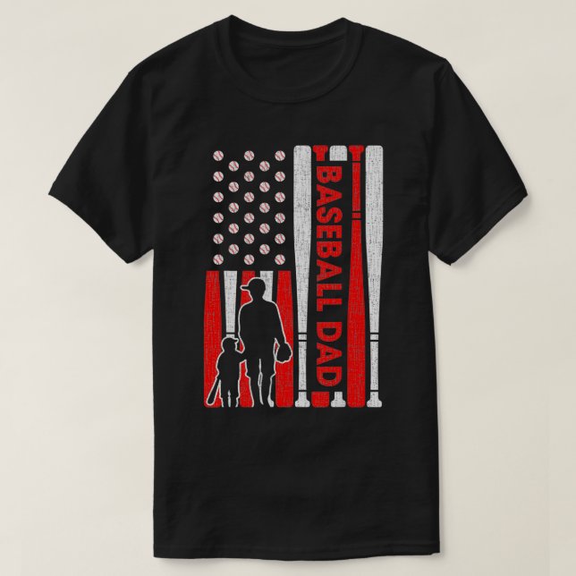 T-shirt Hommes Fier Baseball Papa American Flag Sports Heu (Design devant)
