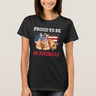 T-shirt Hommes Fier D'Être Un Américat Patriotique Chat 4è
