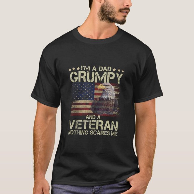 T-shirt Hommes Fier Eagl Je suis Papa Grumpy et vétéran Am (Devant)