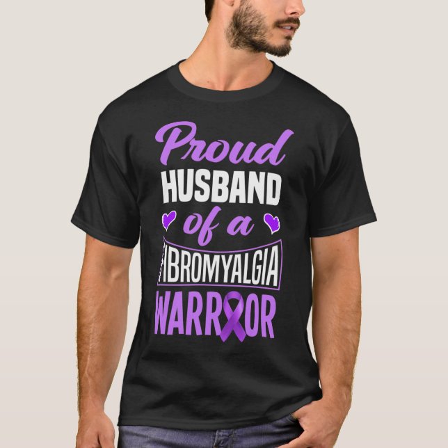 T-shirt Hommes Fier Mari D'Un Guerrier Fibromyalgique 1 (Devant)