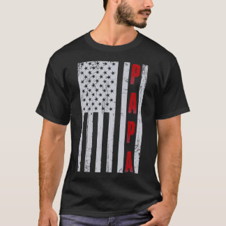T-shirt Hommes Fier Papa américain Drapeau Fête des Pères