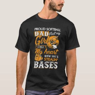 T-shirt Hommes Fier Softball Papa Fille Stole Mon Coeur Am