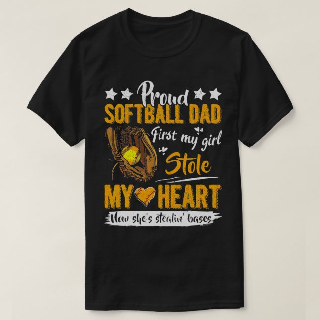 T-shirt Hommes Fier Softball Papa mignon softball papa (Design devant)