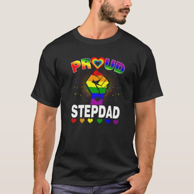 T-shirt Hommes Fier Stepdad Rainbow Lgbt Gay pride Mois F (Devant)