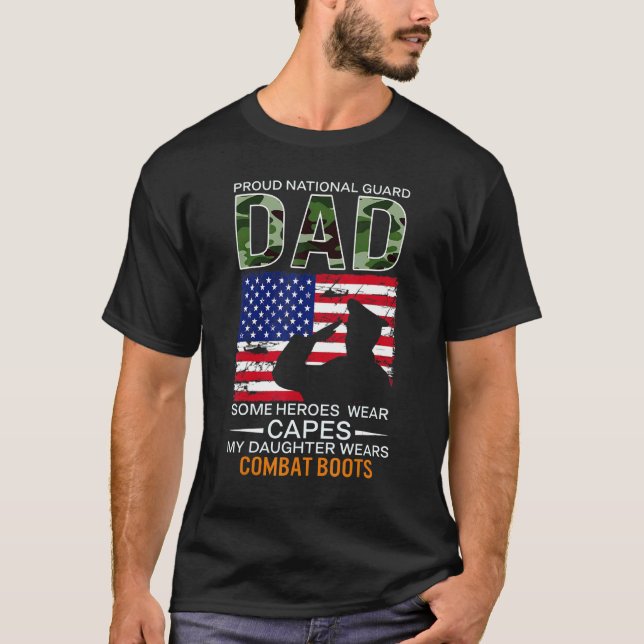 T-shirt Hommes Fière Garde Nationale Papa Ma Fille Porte C (Devant)