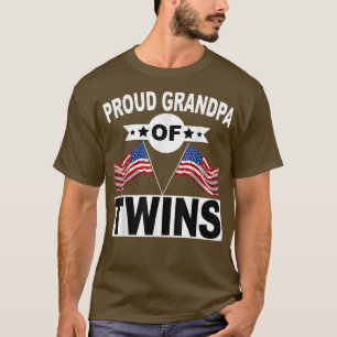 T-shirt Hommes Fiers grand-père de jumeaux drapeau américa