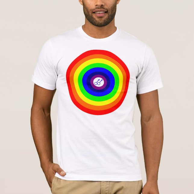 T-shirt Hommes gais Arc-en-ciel rond T Chemise (Devant)