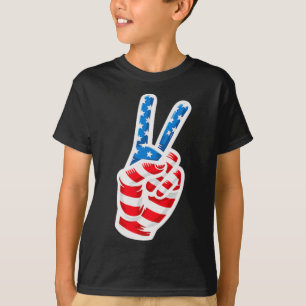 T-shirt Hommes Garçons Drapeau Américain Signe De Paix Mai