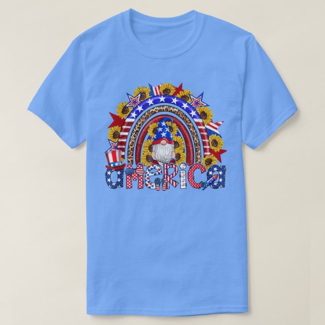 T-shirt Hommes garçons Patriotique Américain Gnome Tournes (Design devant)