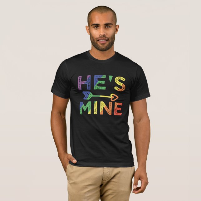 T-shirt Hommes Gay Couple Correspondant Il's Mine LGBT Pri (Devant entier)