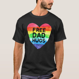 T-shirt Hommes Gratuit Papa Encarts Rainbow Coeur Drapeau