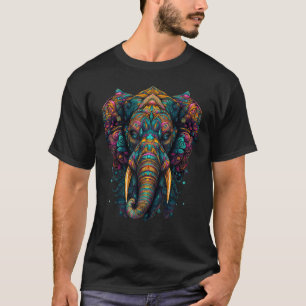 T-shirt Hommes Hippie Psychédéliques Trippy Eléphant Color