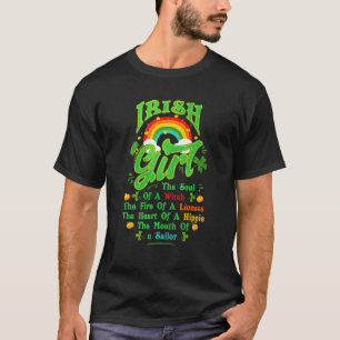 T-shirt Hommes Irlandais Fille L'Âme D'Une Sorcière Le Feu