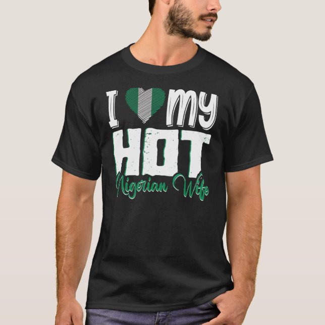 T-shirt Hommes J'Aime Ma Chaude Femme Nigériane Nigeria Ni (Devant)