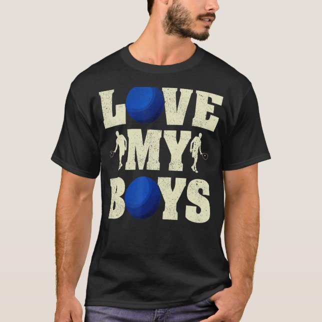 T-shirt Hommes J'Aime Mes Garçons Racquetball Fête des pèr (Devant)