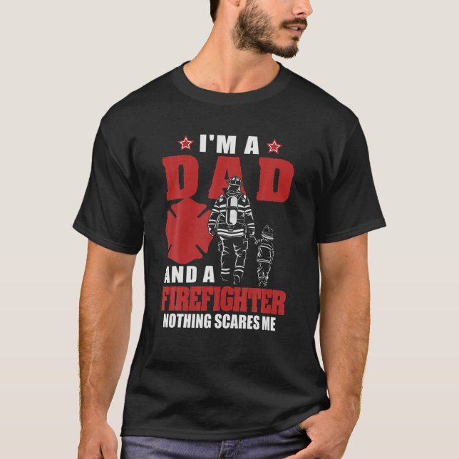T-shirt Hommes Je suis papa et père pompier (Devant)