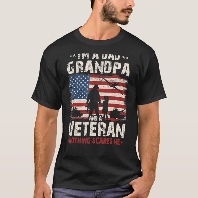 T-shirt Hommes Je suis papa grand-père et vétéran Fête des (Devant)