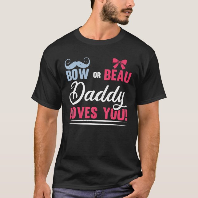T-shirt Hommes Le Sexe Révèle Bow Ou Beau Papa Du Bébé (Devant)