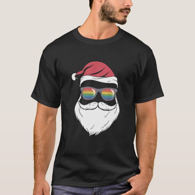 T-shirt Hommes LGBT Père Noël Pride Cadeau Gay (Devant)
