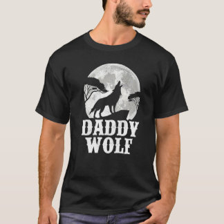 T-shirt Hommes Loups hurlant Sur La Lune Papa Wolf Père