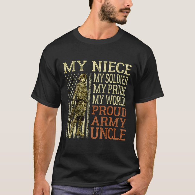 T-shirt Hommes Ma Nièce Mon Héros Soldat - Fière Oncle Arm (Devant)