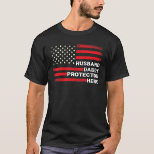T-shirt Hommes Mari Daddy Protecteur Héros Drapeau América
