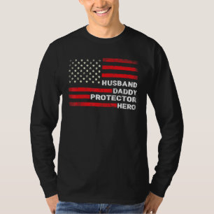 T-shirt Hommes Mari Daddy Protecteur Héros Drapeau América