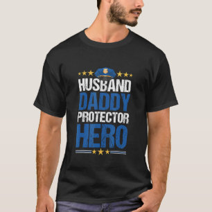 T-shirt Hommes Mari Daddy Protecteur Héros Police Officier