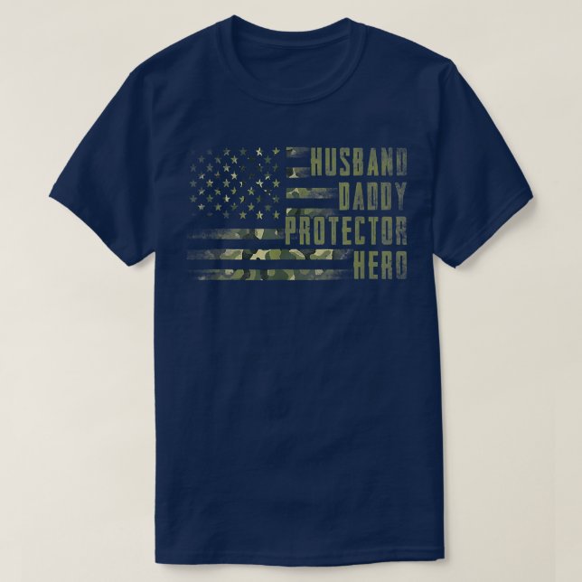 T-shirt Hommes Mari Daddy Protector Héros Drapeau américai (Design devant)