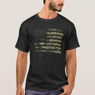 T-shirt Hommes Mari Drapeau Américain Daddy Granpa Vétérin